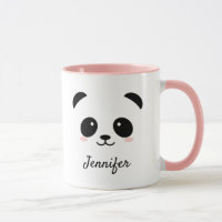 Cute panda face personalised pink mug