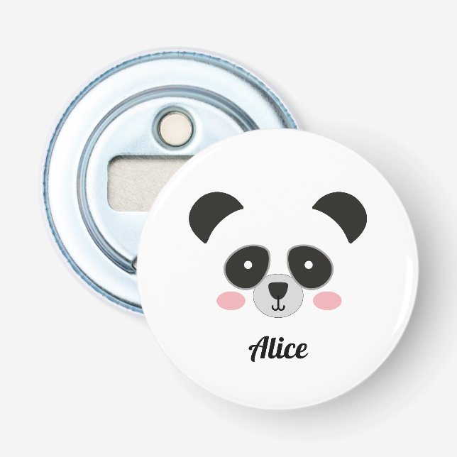 Cute Panda Face Personalized – Custom Name Bottle Opener (Front)