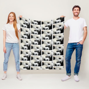 Cute Panda Faces Pattern Fleece Blanket