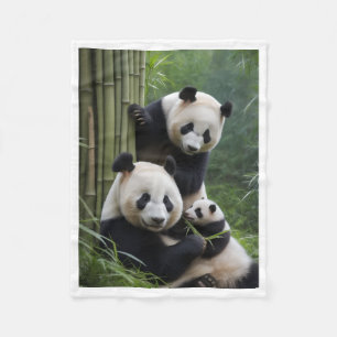 Cute Panda Family in Bamboo Forest Blanket