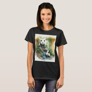 Cute Panda Family in Bamboo Forest T-Shirt