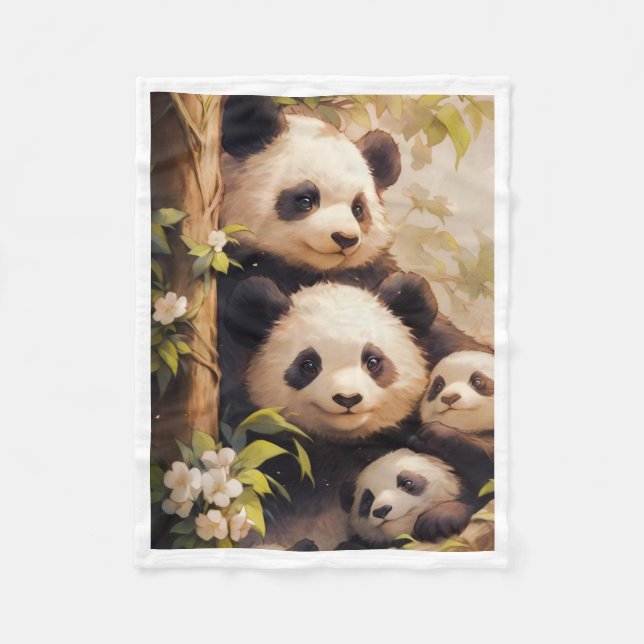 Cute Panda Family Trees Blanket (Front)