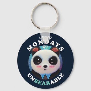 Cute Panda Finds Mondays Unbearable Pun Quote Key Ring