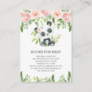 Cute Panda Floral Greenery Bring Books for Baby Enclosure Card