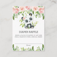 Cute Panda Floral Greenery Diaper Raffle Ticket