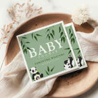 Cute Panda & Foliage Neutral Baby Shower