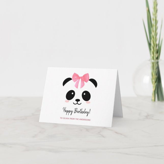 Cute panda girl Happy Birthday  Card (Front)