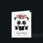 Cute panda girl Happy Birthday  Card<br><div class="desc">Cute panda girl Happy Birthday Greeting Card. Kawaii style black and white panda bear with floral crown. Personalised text.</div>