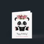 Cute panda girl Happy Birthday  Card<br><div class="desc">Cute panda girl Happy Birthday Greeting Card. Kawaii style black and white panda bear with floral crown. Personalised text.</div>