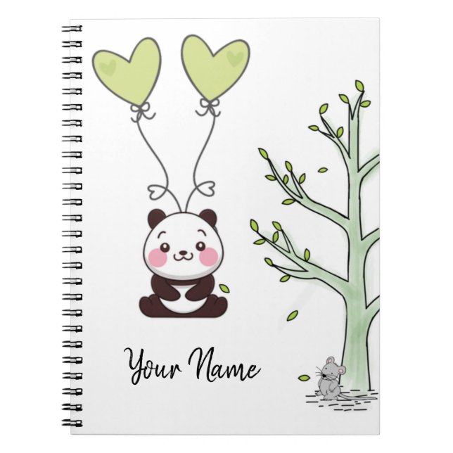 Cute Panda Girly Green Custom  Notebook (Front)
