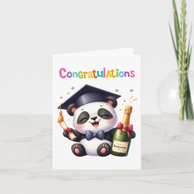 cute Panda Graduation Congratulations Card (Front)