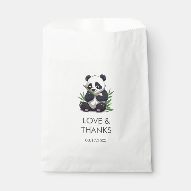 Cute Panda Greenery Bamboo Birthday Party Favour Bags (Front)