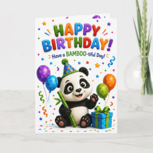 Cute Panda Happy Birthday Card Adorable Birthday