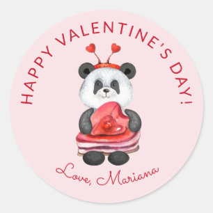 Cute Panda Happy Valentines Day Party Favours Classic Round Sticker
