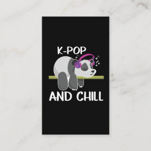 Cute Panda Headphones Korea Pop Lover K-Pop Music Business Card