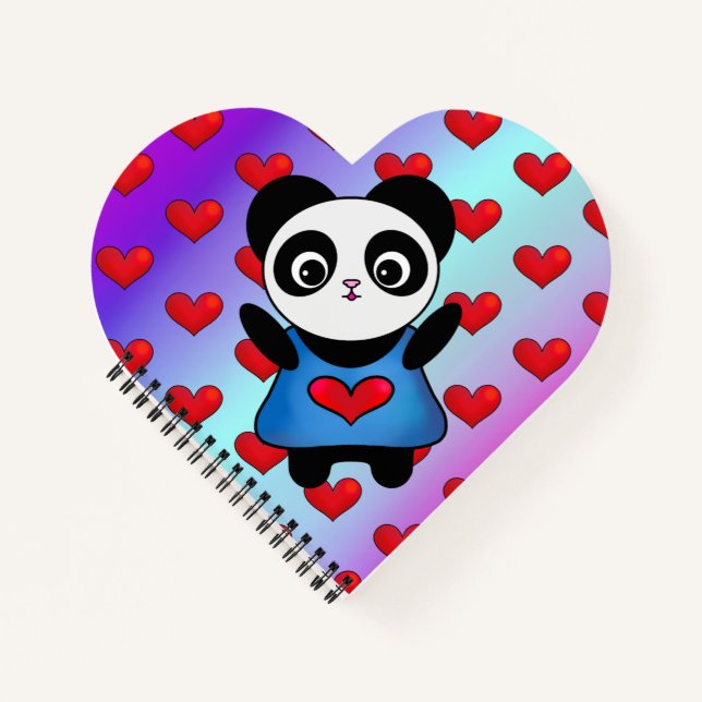 Cute Panda Heart Love Motivation Happy Notebook (Front)