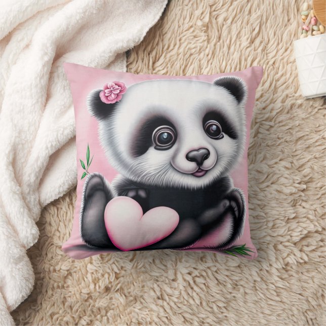 Cute panda holding a heart cushion (Blanket)