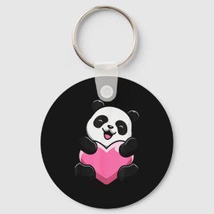 Cute Panda Holding A Heart - Valentines Day - Clic Key Ring