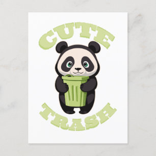 Cute Panda holding a trash can Postcard