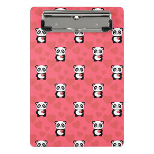 Cute Panda Holding Heart Pattern  Kawaii Valentine Mini Clipboard
