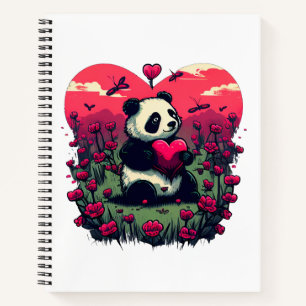 Cute Panda Holding Heart - Valentine's Day Gift Notebook