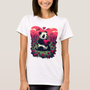 Cute Panda Holding Heart - Valentine's Day Gift T-Shirt