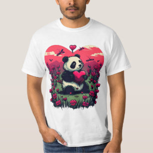 Cute Panda Holding Heart - Valentine's Day Gift T-Shirt