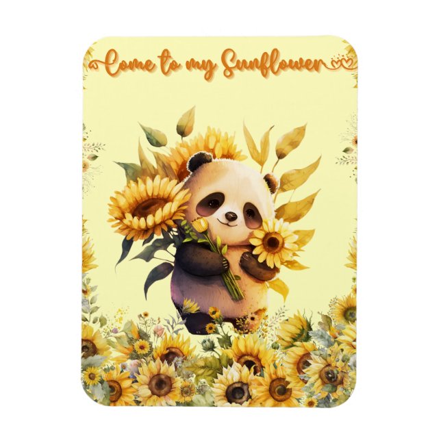 Cute Panda Holding Sunflowers Flexible Magnet (Vertical)
