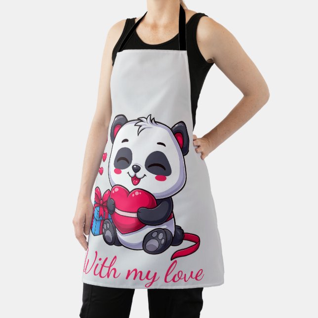Cute Panda Hugging Heart Apron (Insitu)