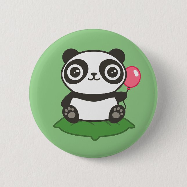 Cute Panda Illustration 6 Cm Round Badge (Front)