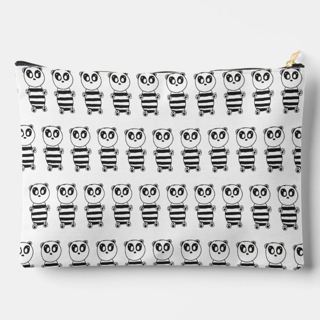 Cute Panda Illustration Accessory Pouch (Back)