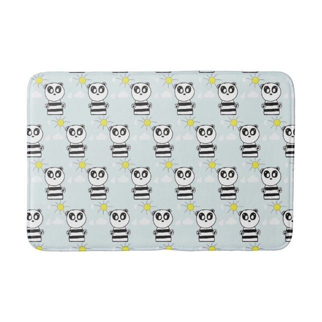 Cute Panda Illustration Bath Mat (Front)