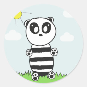 Cute Panda Illustration Classic Round Sticker