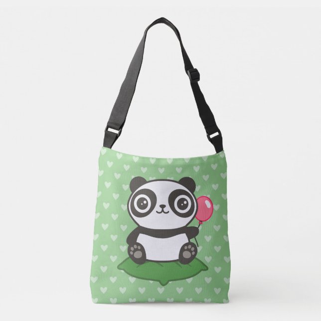 Cute Panda Illustration Crossbody Bag (Front)