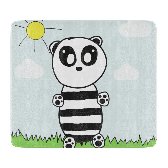 Cute Panda Illustration Cutting Board (Front)