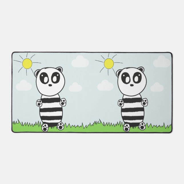 Cute Panda Illustration Desk Mat (Front)
