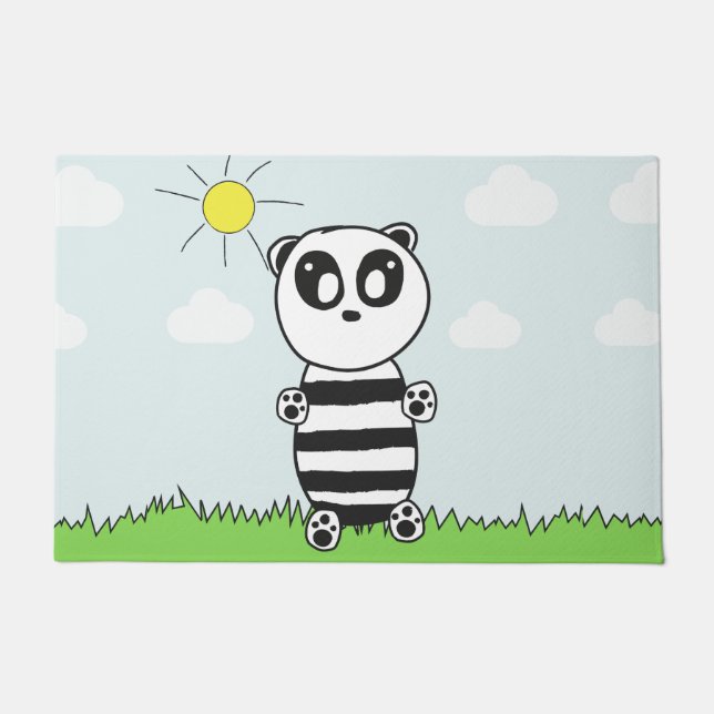 Cute Panda Illustration Doormat (Front)