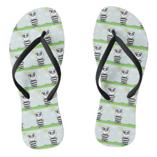 Cute Panda Illustration Flip Flops