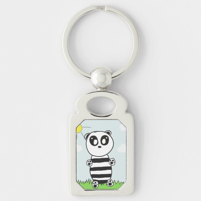 Cute Panda Illustration Key Ring (Front)