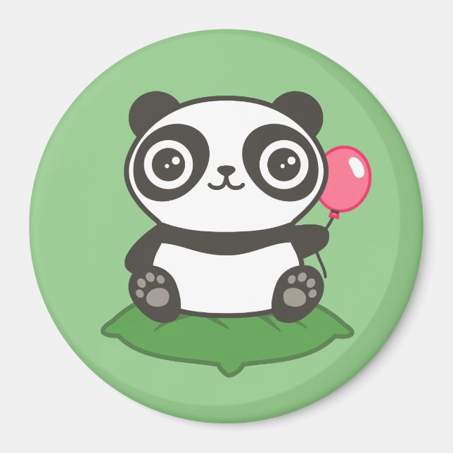 Cute Panda Illustration Magnet (Front)