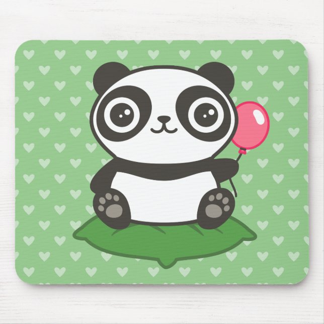Cute Panda Illustration Mouse Mat (Front)