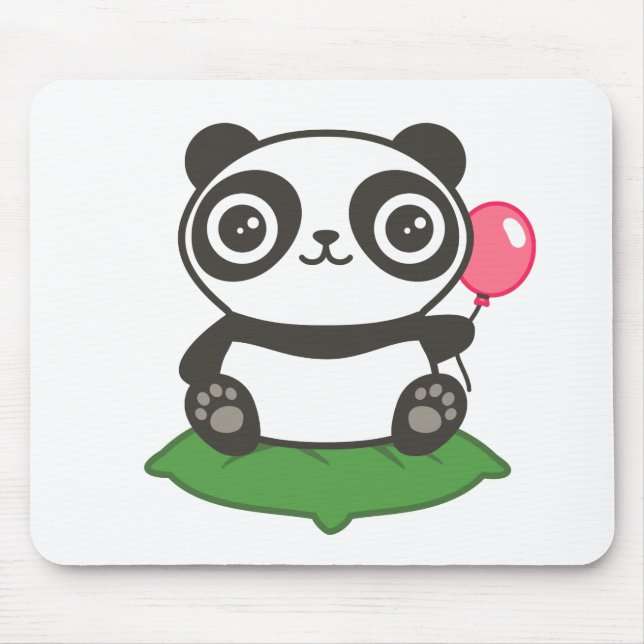 Cute Panda Illustration Mouse Mat (Front)