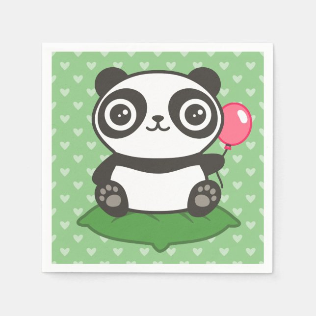 Cute Panda Illustration Napkin (Front)