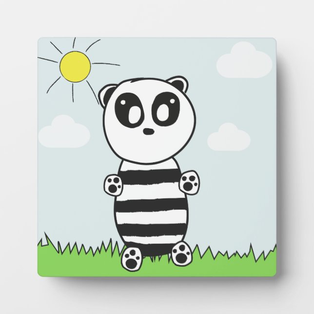 Cute Panda Illustration Plaque (Front)