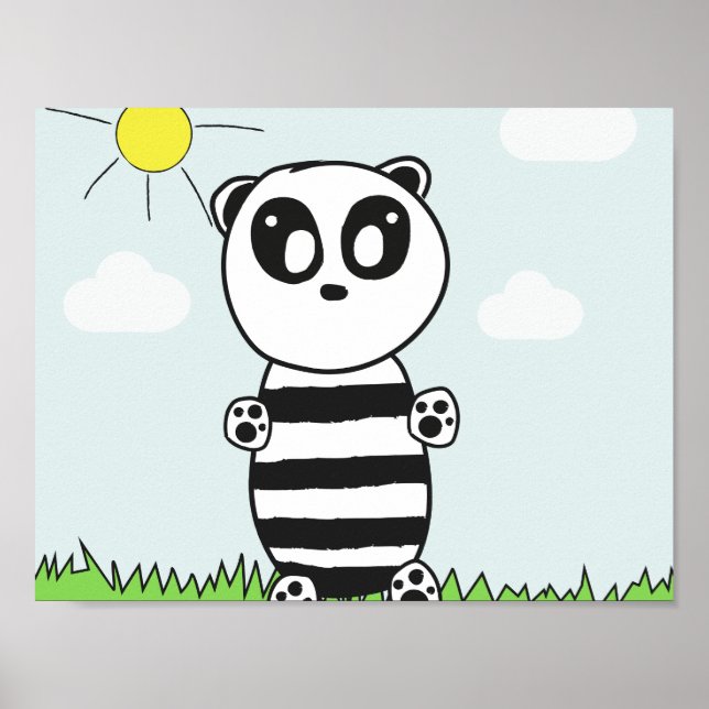 Cute Panda Illustration Poster (Front)