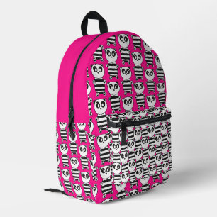 Cute Panda Illustration Printed Backpack