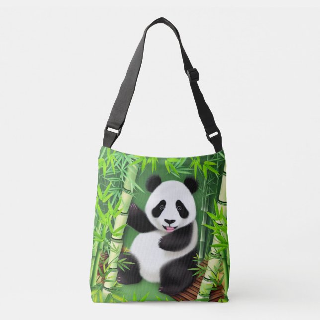 Cute Panda In A Bamboo Forest Crossbody Bag (Front)