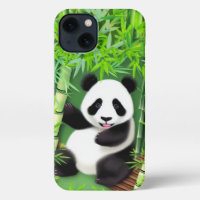 Cute Panda In Bamboo Forest iPhone 13 Case