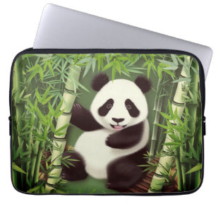 Cute Panda In Bamboo Forest Laptop Sleeve