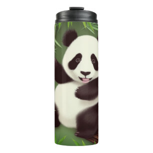 Cute Panda In Bamboo Forest Thermal Tumbler